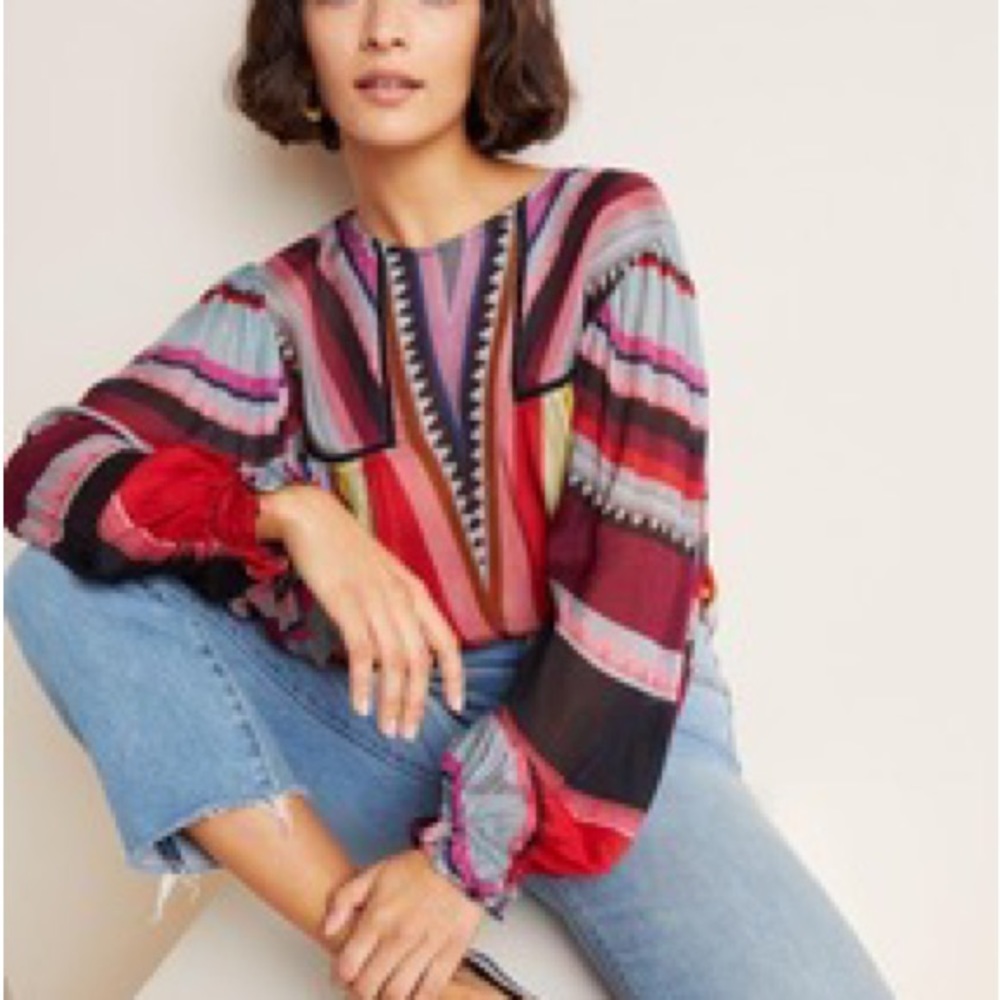 Anthropologie Bl-nk Miranda Peasant Blouse